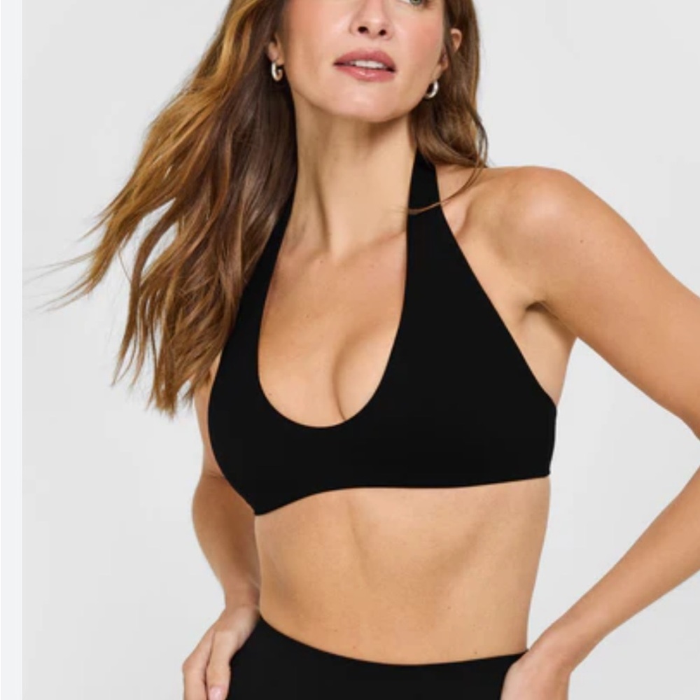Amazon Black Ribbed Scoop Neck Crop Top